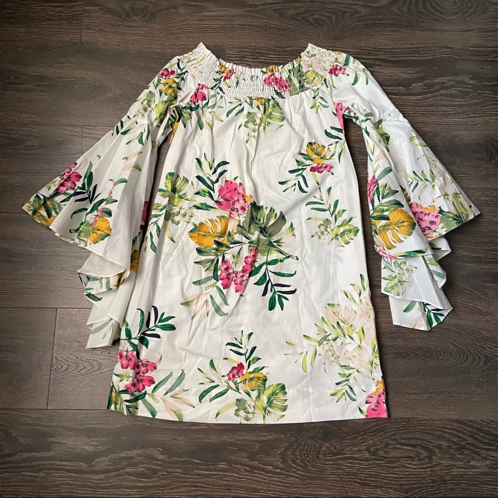 New York and Company Bare Shoulder Floral Dress